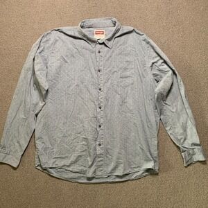 Wrangler Men’s Shirt XXL 2XL Blue Button Collared Pattern Cowboy